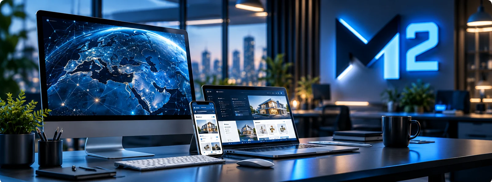 Modern digital technology workspace
